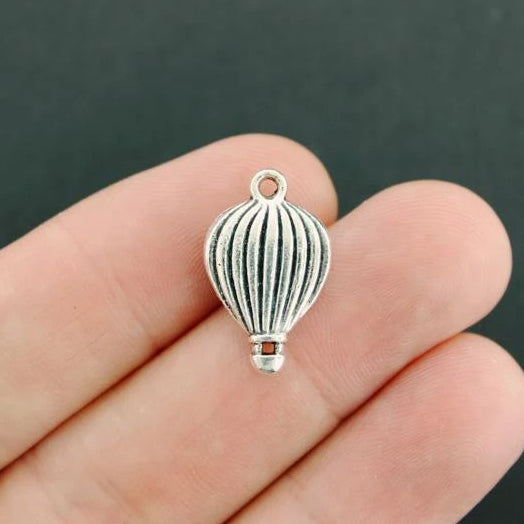5 Hot Air Balloon Antique Silver Tone Charms 2 Sided - SC240