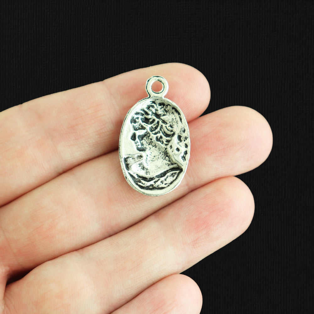 5 breloques de ton argent antique Lady Cameo - SC610