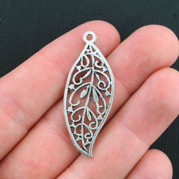 5 Leaf Antique Silver Tone Charms 2 Sided - SC3725