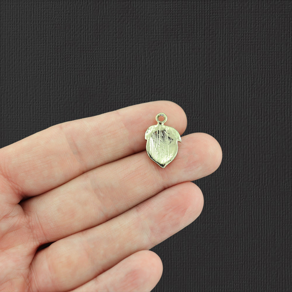 5 Lemon Gold Tone Enamel Charms - E953