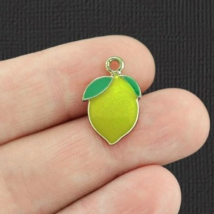 5 breloques en émail doré citron - E953