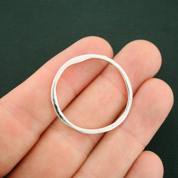5 Linking Ring Antique Silver Tone Charms 2 Sided - SC7391