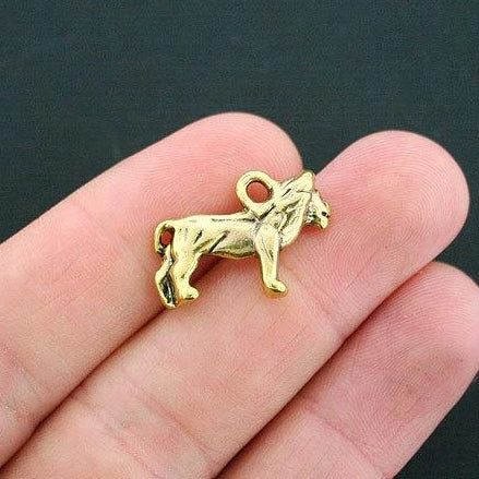 5 Lion Antique Gold Tone Charms 3D - GC102