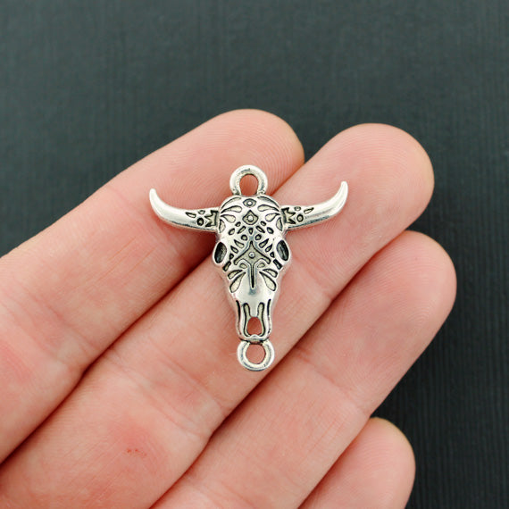 5 Longhorn Antique Silver Tone Charms - SC7991