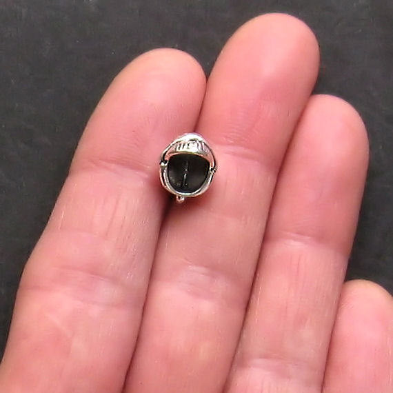 5 Medieval Helmet Antique Silver Tone Charms 3D - SC682