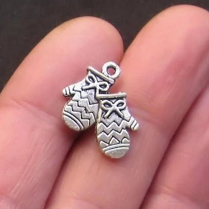 5 breloques de ton argent antique Mitten 2 faces - SC863