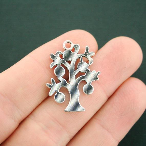 5 Money Tree Antique Silver Tone Charms - SC7522