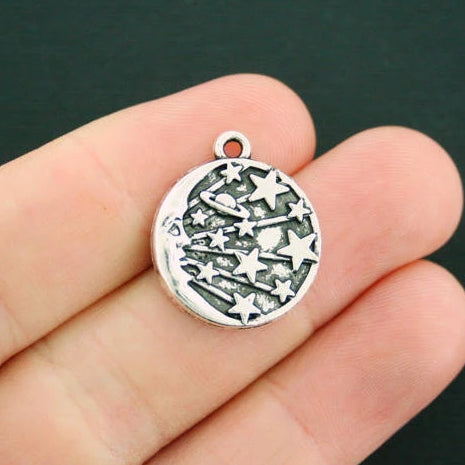 5 breloques argentées antiques de lune - SC5280