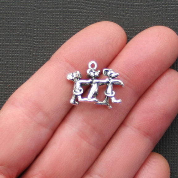 5 breloques argentées antiques de souris 3D - SC2200