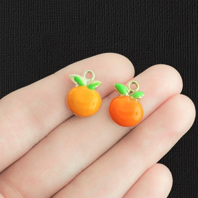 Breloques en émail doré 5 oranges - E064