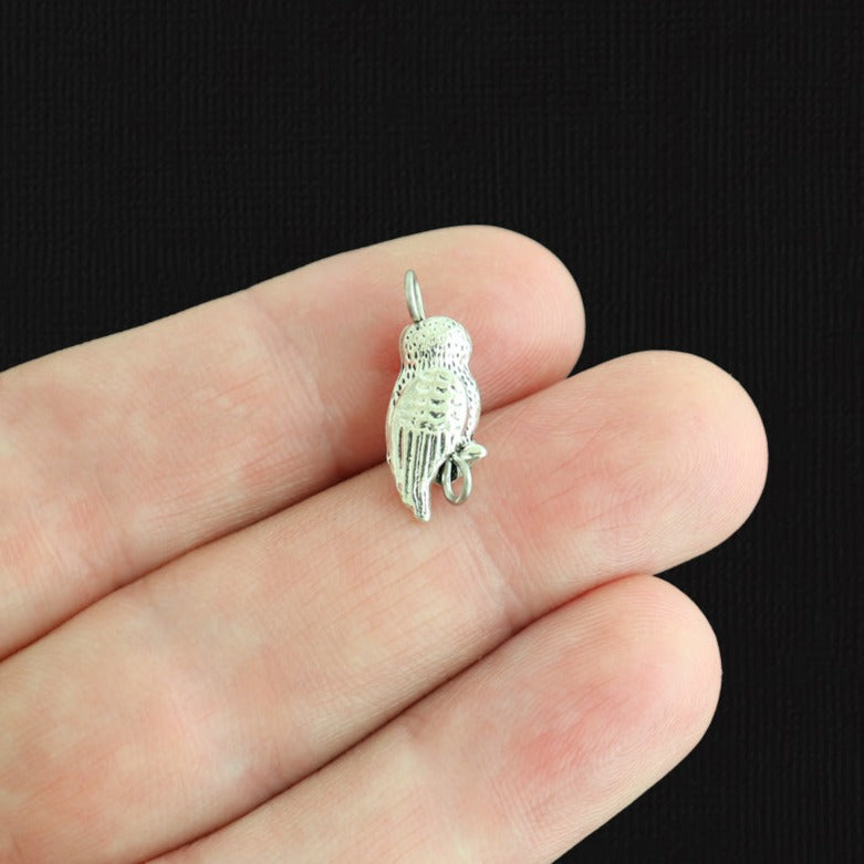 5 Owl Connector Charms Antique Silver Tone - SC044