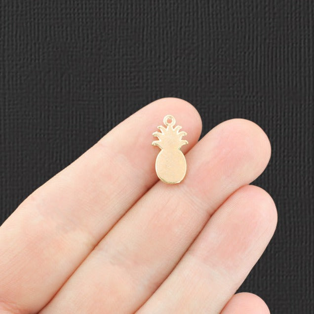 5 Pineapple Gold Tone Enamel Charms - E895