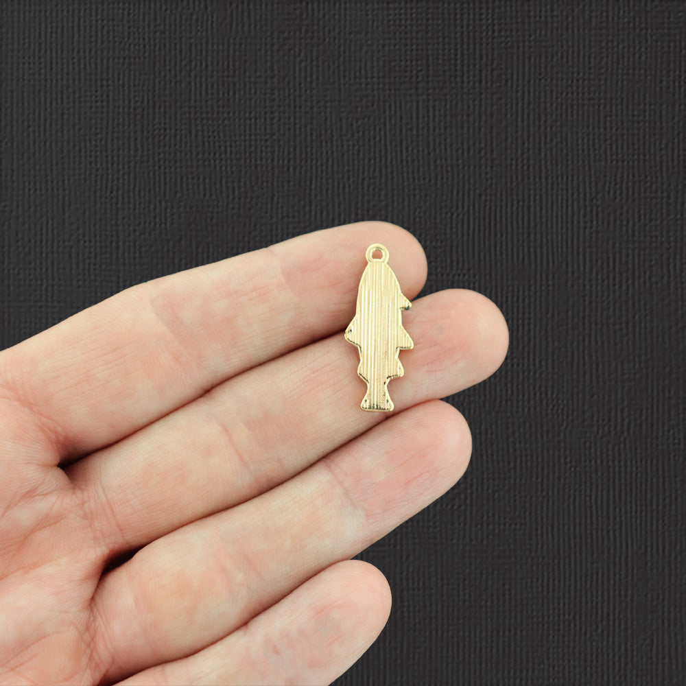 5 Rainbow Fish Gold Tone Enamel Charms - E957