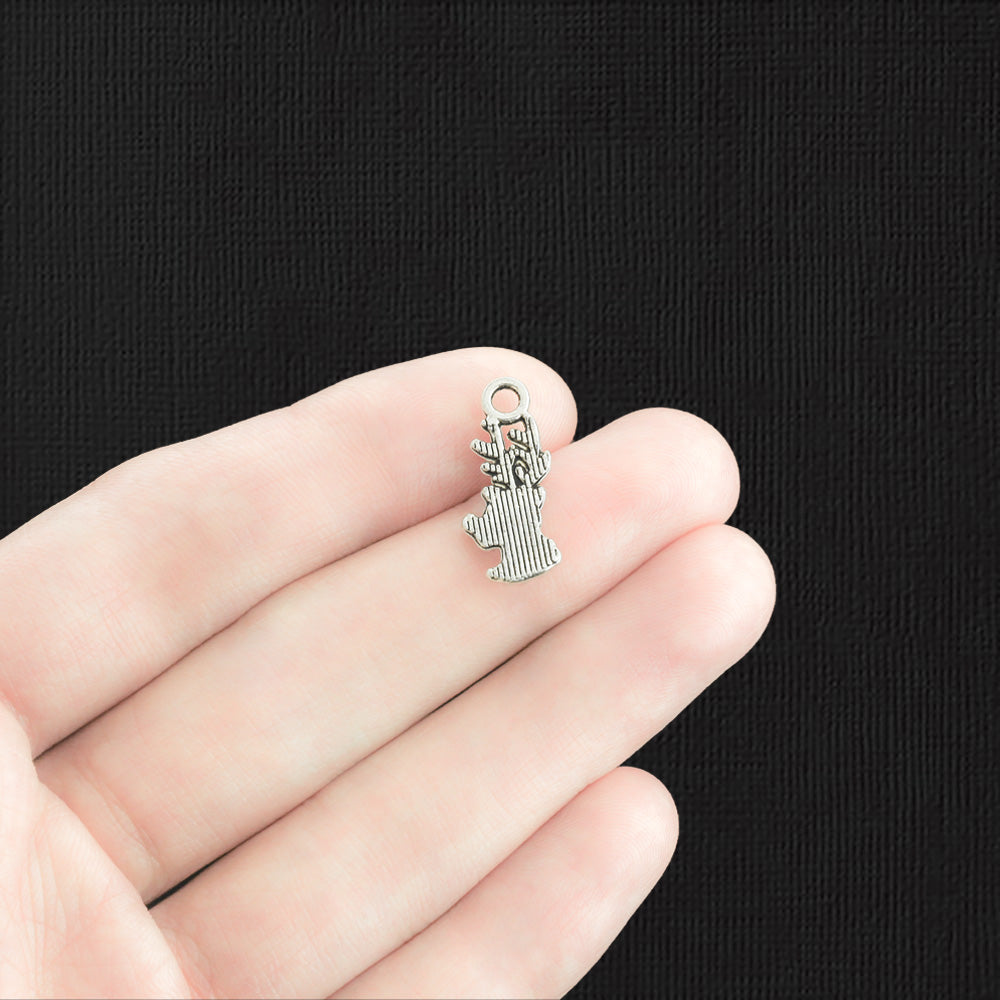 5 Reindeer Antique Silver Tone Charms - SC1721