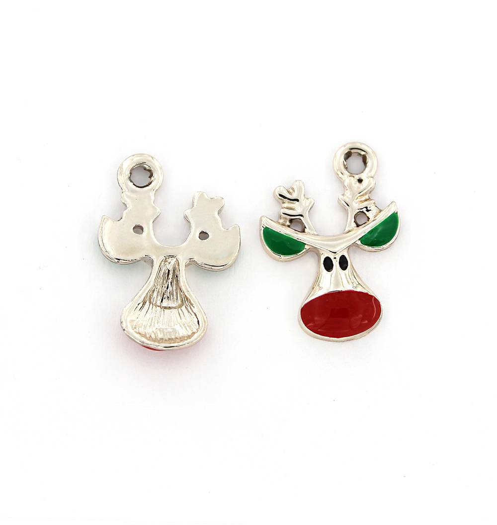5 Reindeer Gold Tone Enamel Charms - E072