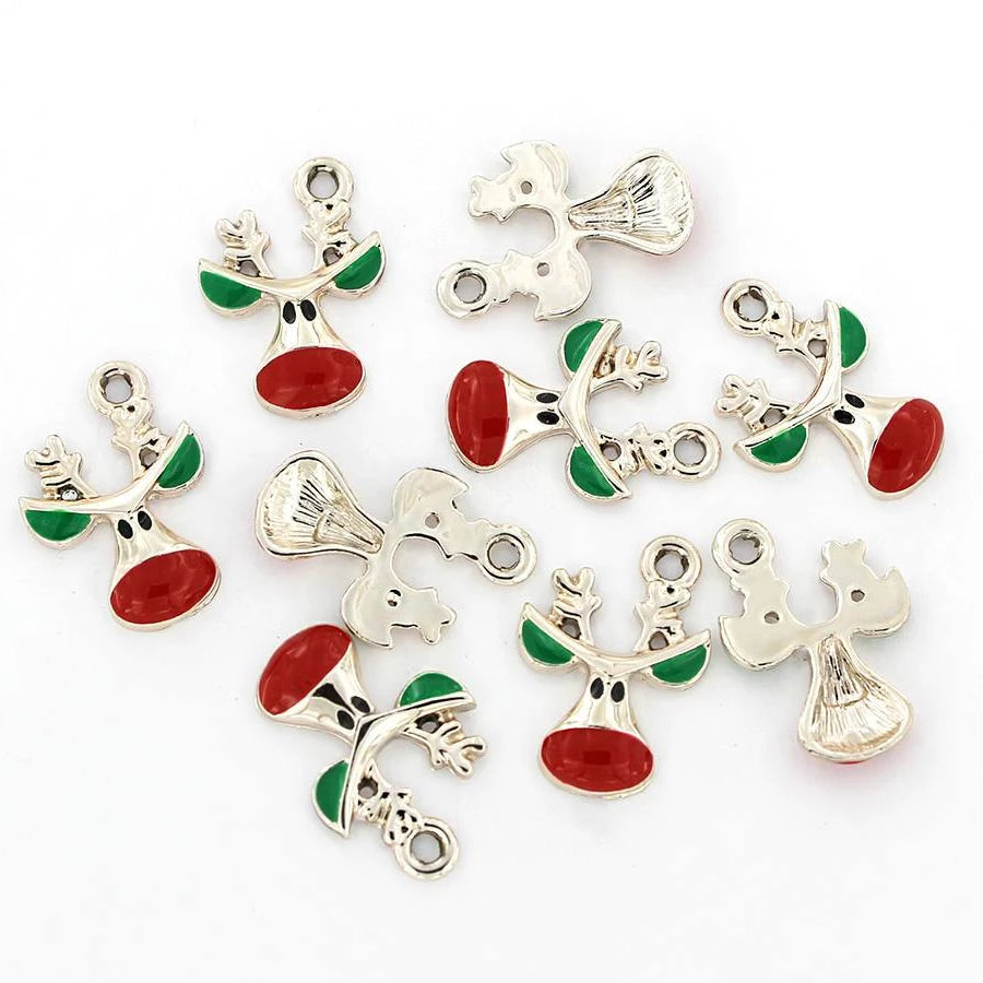 5 breloques en émail doré renne - E072