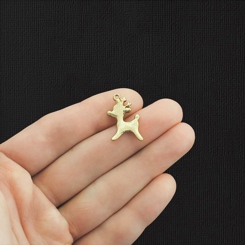 5 breloques en émail doré renne - E1095