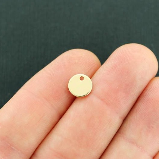 5 charms ronds en laiton plaqué or 2 faces - BR086