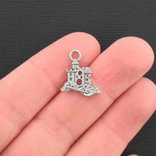 5 Sand Castle Antique Silver Tone Charms- SC2749