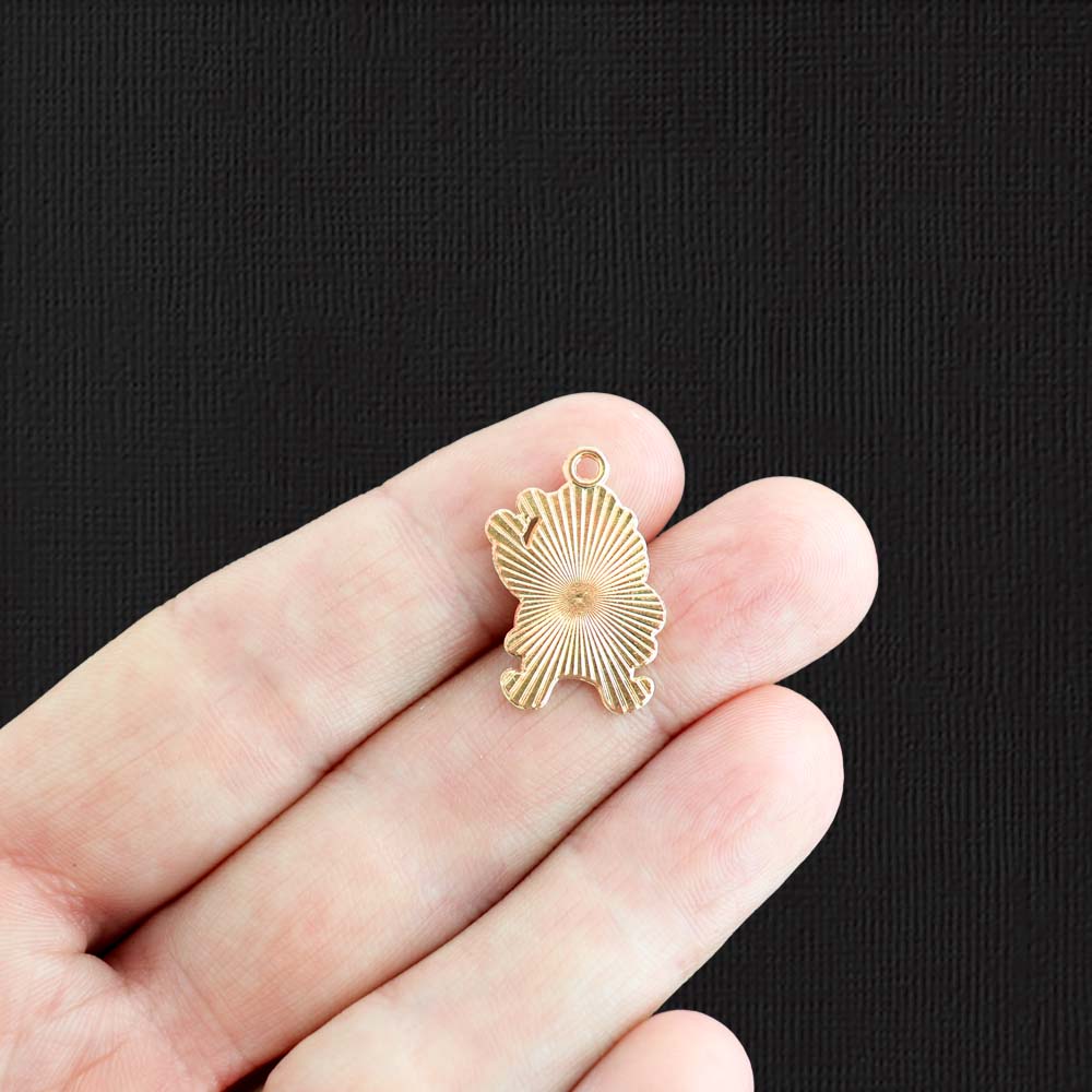 5 Santa Claus Gold Tone Enamel Charms - E1453