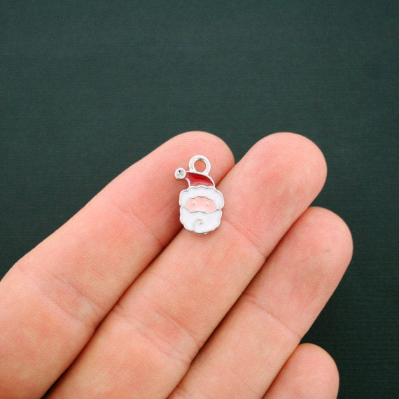 5 breloques en émail argenté Père Noël - E270