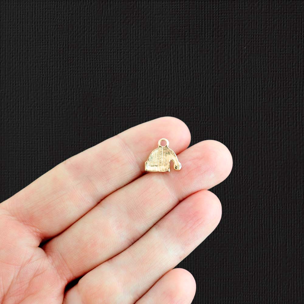 5 Santa Hat Gold Tone Enamel Charms - E1450