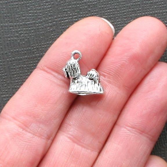 5 Shih Tzu Dog Antique Silver Tone Charms 3D - SC2478