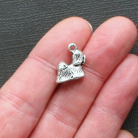 5 Shih Tzu Dog Antique Silver Tone Charms 3D - SC2478
