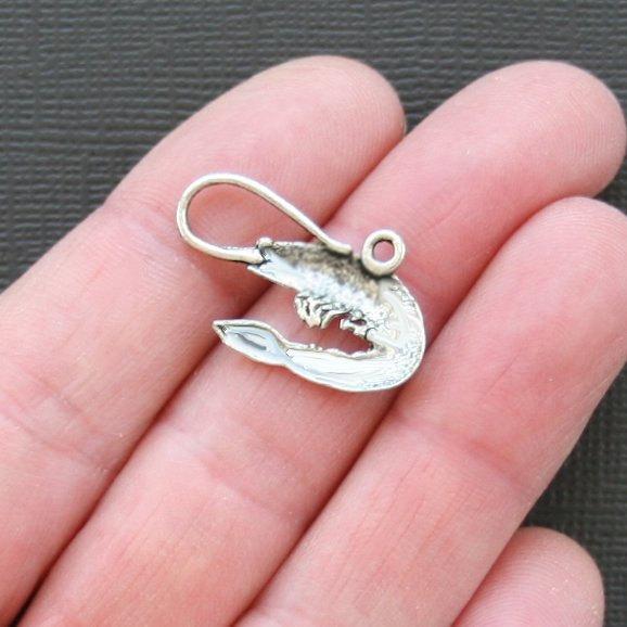 5 Shrimp Antique Silver Tone Charms - SC2297