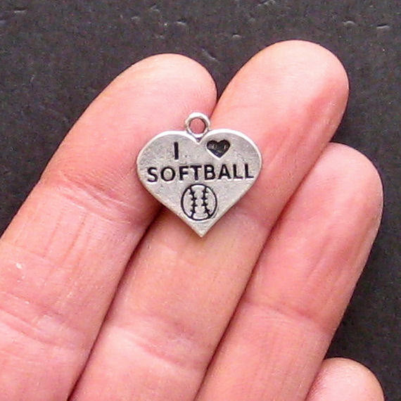 5 breloques argentées antiques de softball - SC1258