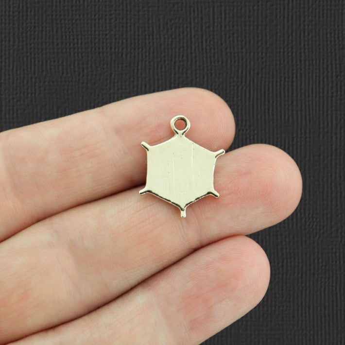 5 Spiderweb Gold Tone Enamel Charms - E1066