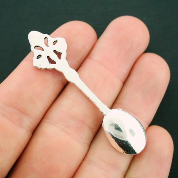 5 Spoon Antique Silver Tone Charms - SC3448