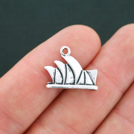 5 breloques argentées antiques de l'opéra de Sydney 2 faces - SC1209