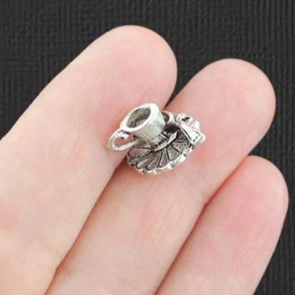 5 Tea Cup Antique Silver Tone Charms 3D - SC8089