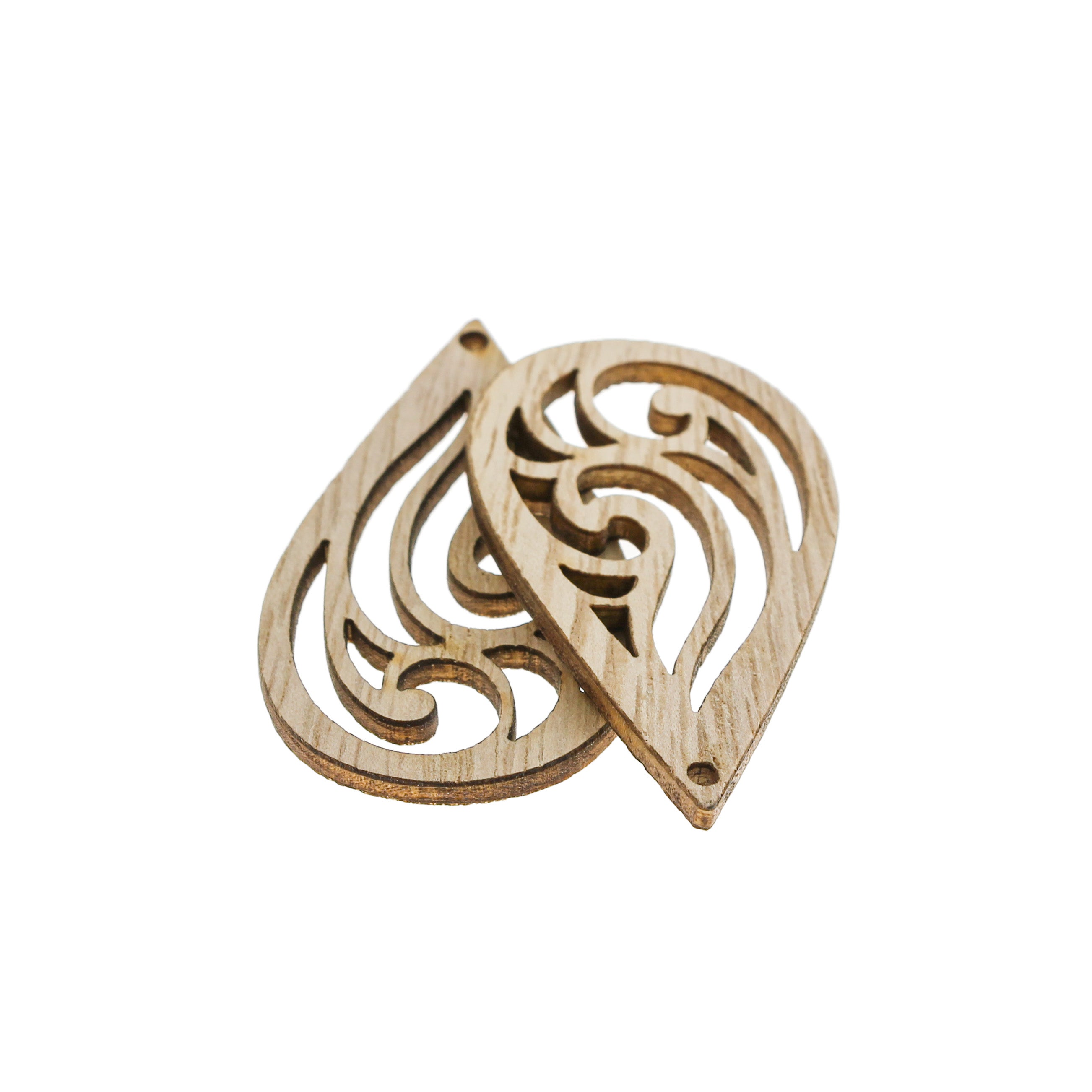 5 breloques en bois naturel tourbillon de larme - WP438