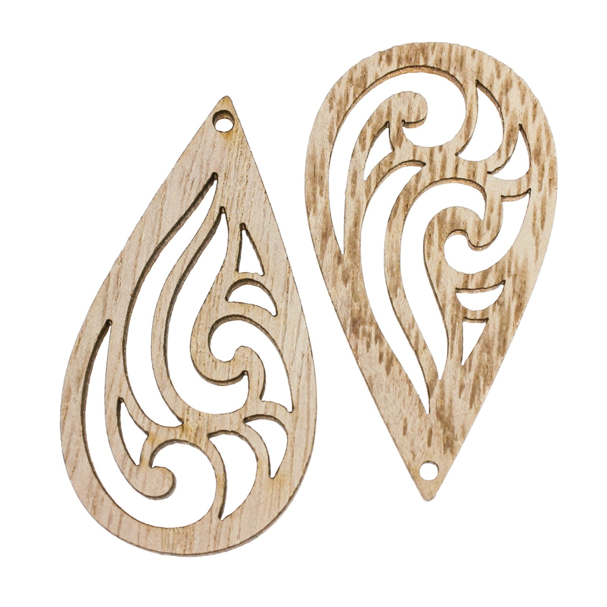 5 breloques en bois naturel tourbillon de larme - WP438