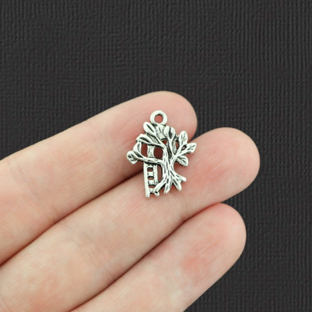 5 Tree House Antique Silver Tone Charms - SC633