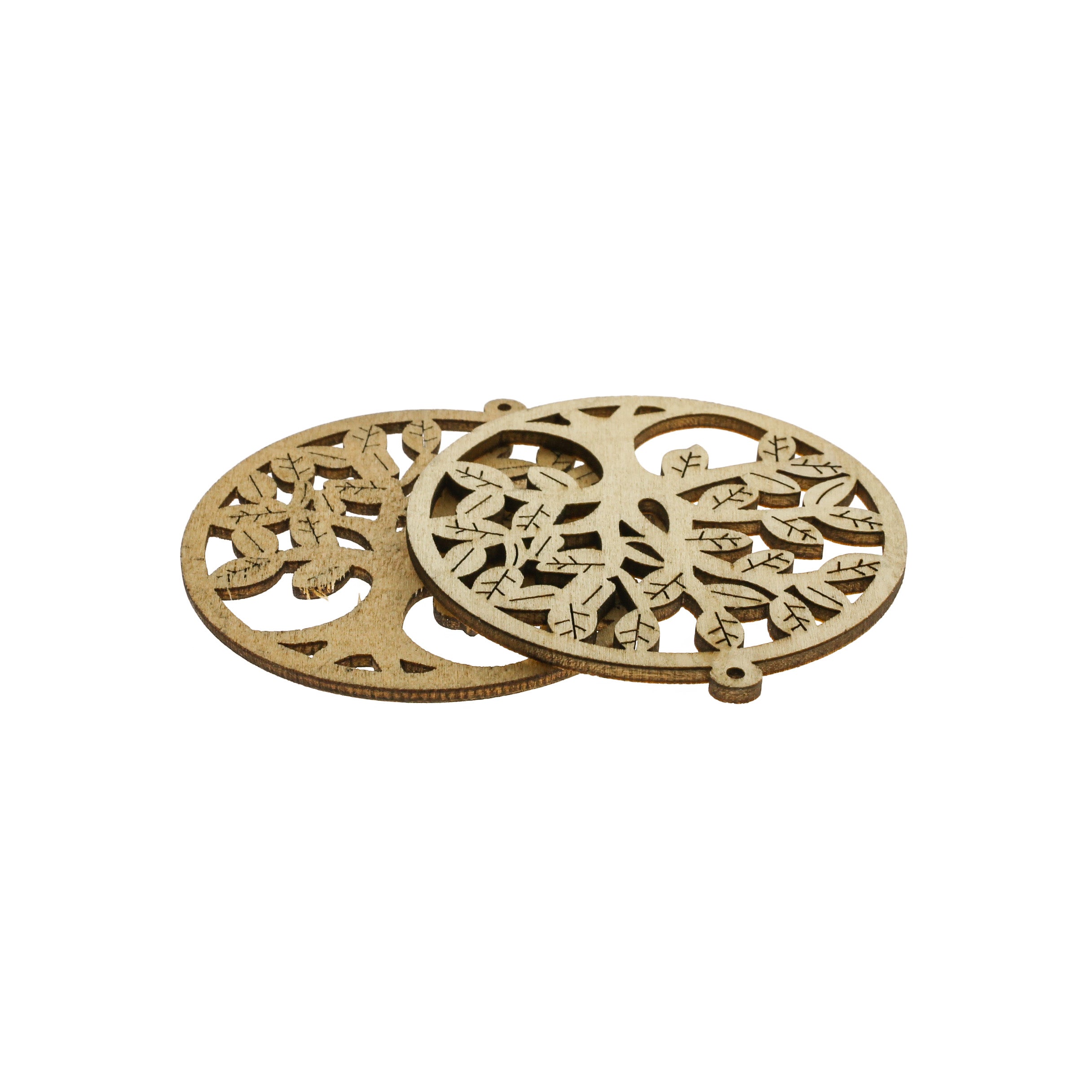 5 breloques arbre de vie en bois naturel - WP301