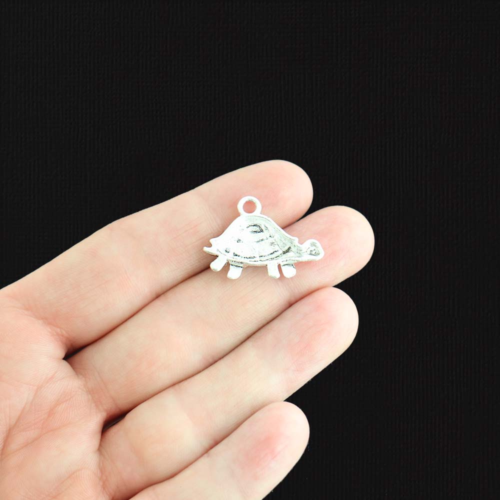 5 Turtle Antique Silver Tone Charms - SC1536