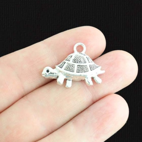 5 Turtle Antique Silver Tone Charms - SC1536