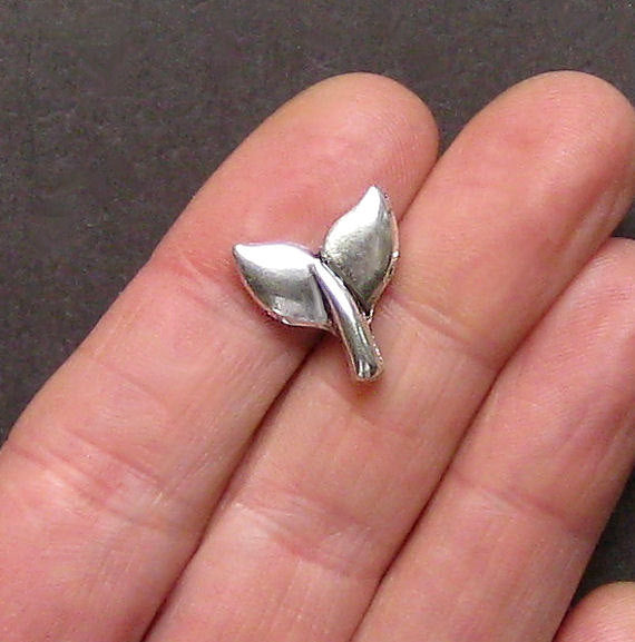 5 Whale Tail Antique Silver Tone Charms - SC899