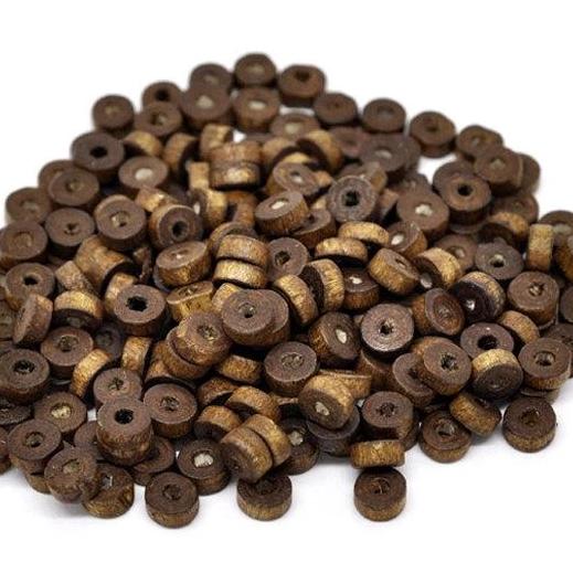 Perles Heishi en Bois Naturel 8mm - Marron Foncé - 50 Perles - BD680