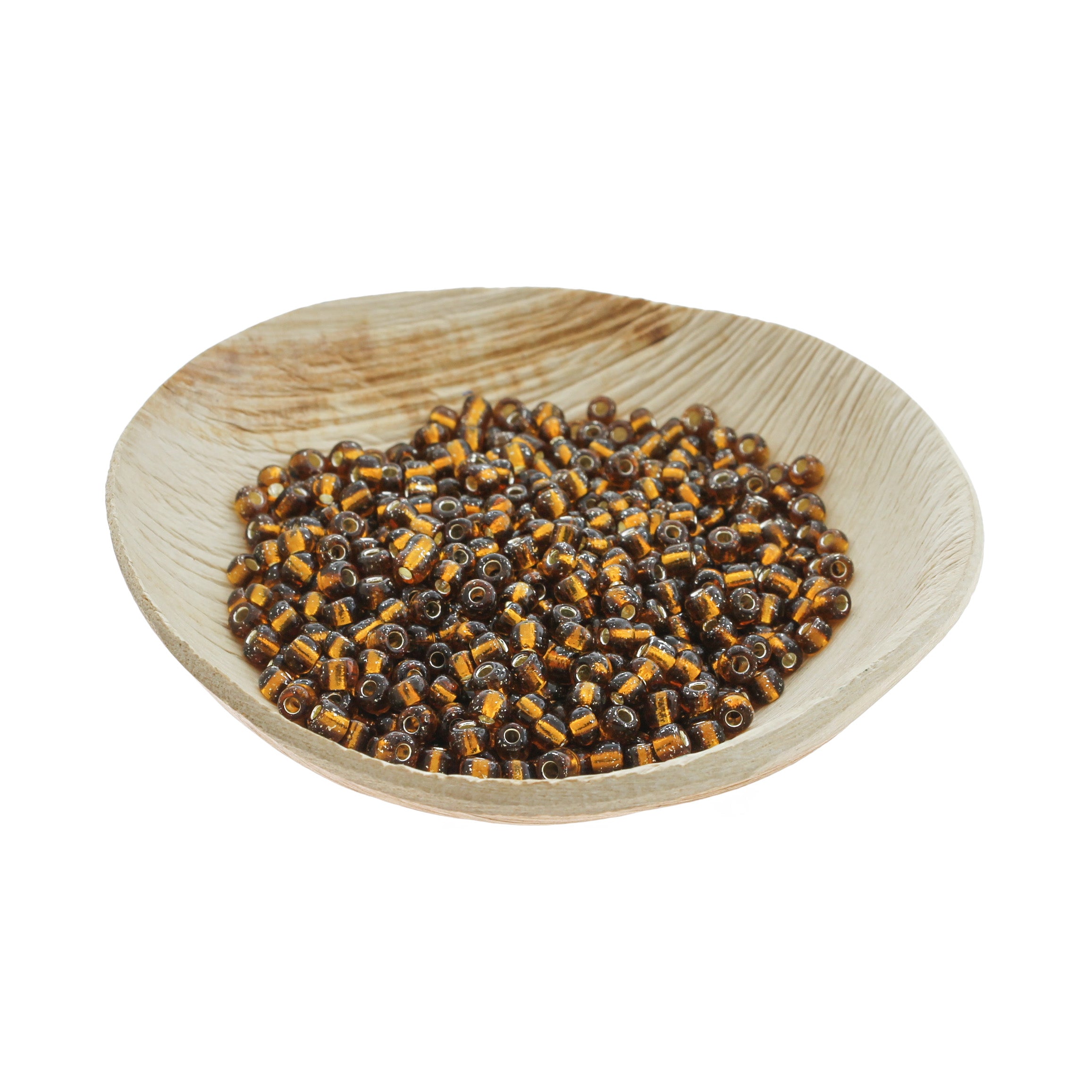 Perles de verre rocailles 6/0 4mm - Marron de Sienne doublé d'argent - 50g 496 Perles - BD1288