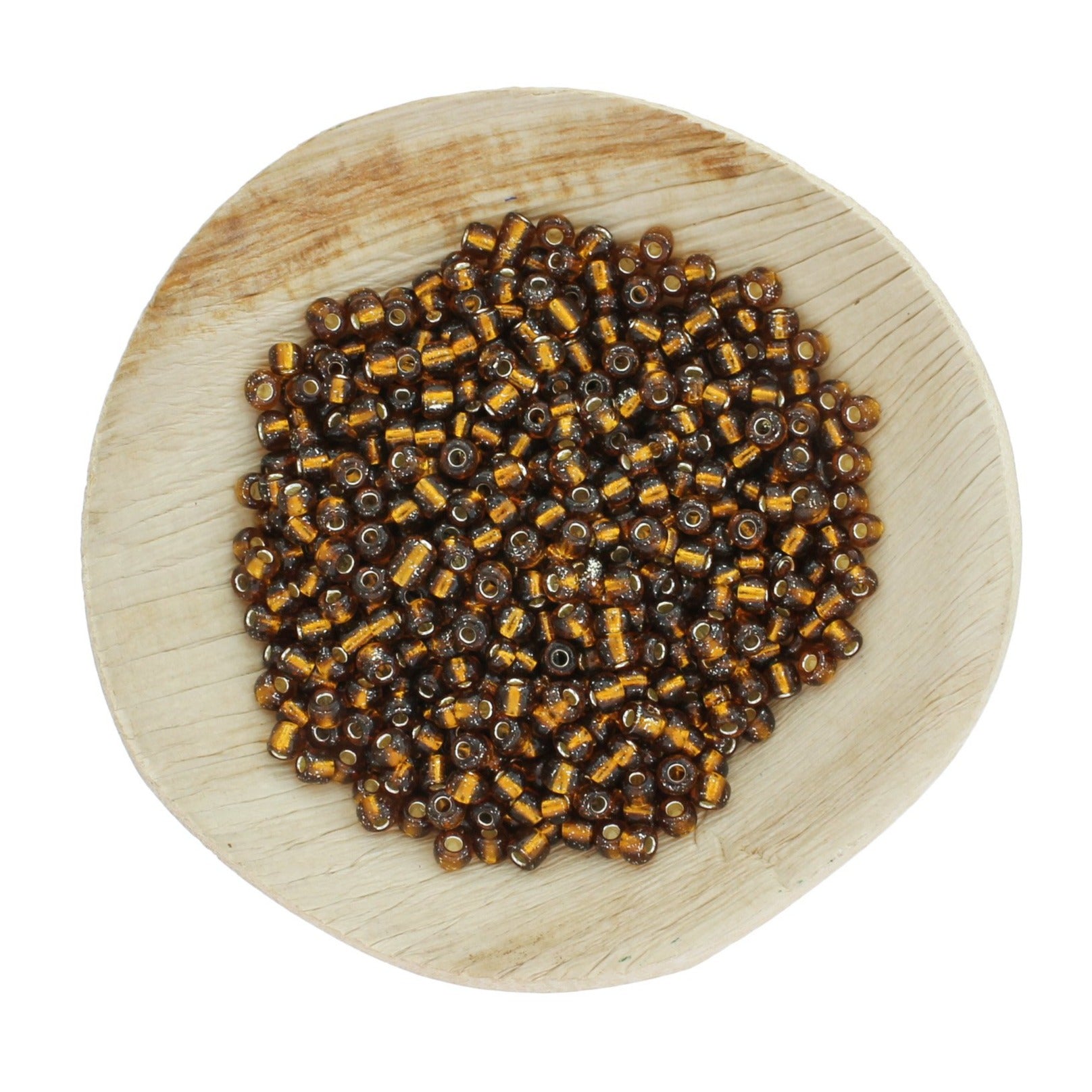 Perles de verre rocailles 6/0 4mm - Marron de Sienne doublé d'argent - 50g 496 Perles - BD1288