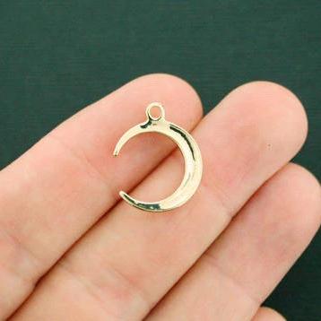 4 Crescent Moon Gold Tone Charms - GC1206