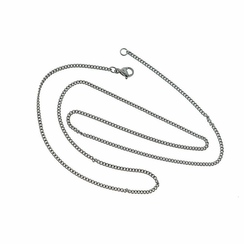 Stainless Steel Curb Chain Necklace 19.5"- 1mm - 1 Necklace - N617