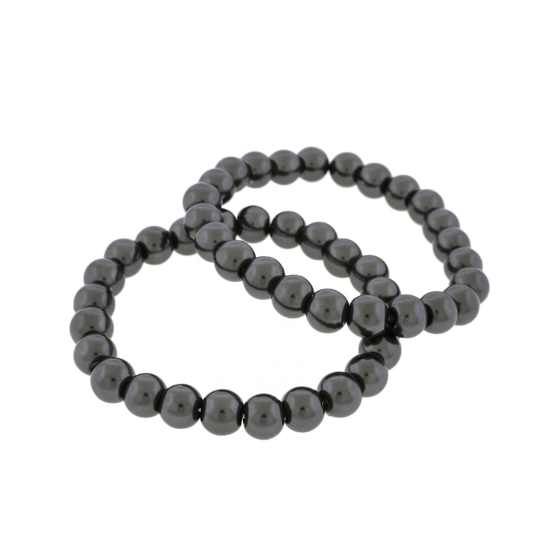 Round Acrylic Bead Bracelets - 47mm - Charcoal Grey - 5 Bracelets - BB185