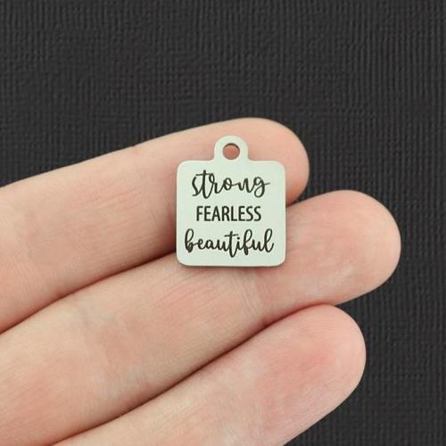Strong Fearless Beautiful Stainless Steel Charms - BFS013-5507