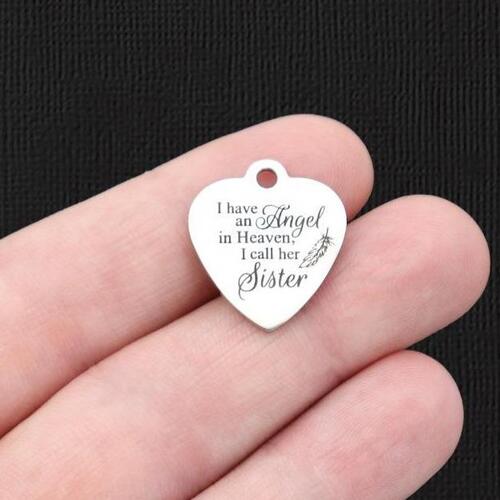 Memorial Stainless Steel Charms - I have an Angel in Heaven, I call her Sister - BFS011-5802