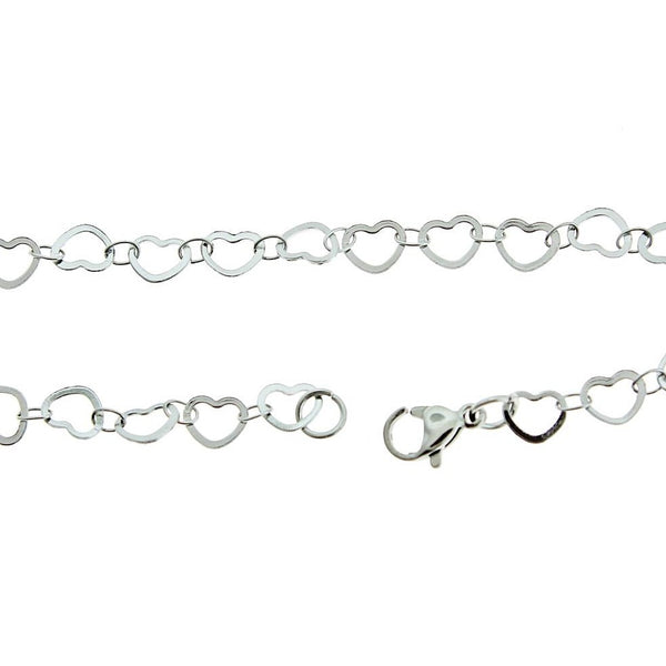 Heart Stainless Steel Chain Link Bracelet 8" - 5mm - 1 Bracelet - N747